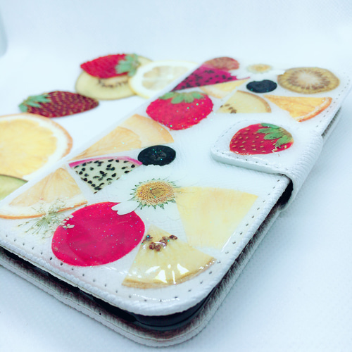 New ぎゅっと詰まった押し花ケース カットフルーツ手帳型 手機殼 Marki