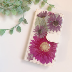 New 押し花ケース 〜Gerbera〜purple 手帳型 3枚目の画像