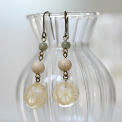 タティングレースのミモザピアス・イエロー ピアス（フック・チェーン