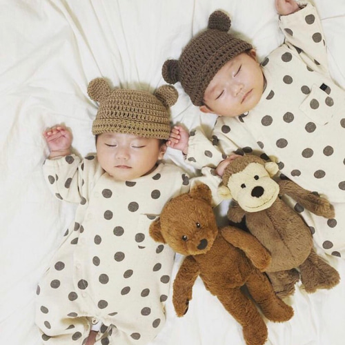 くま帽子コットン100%