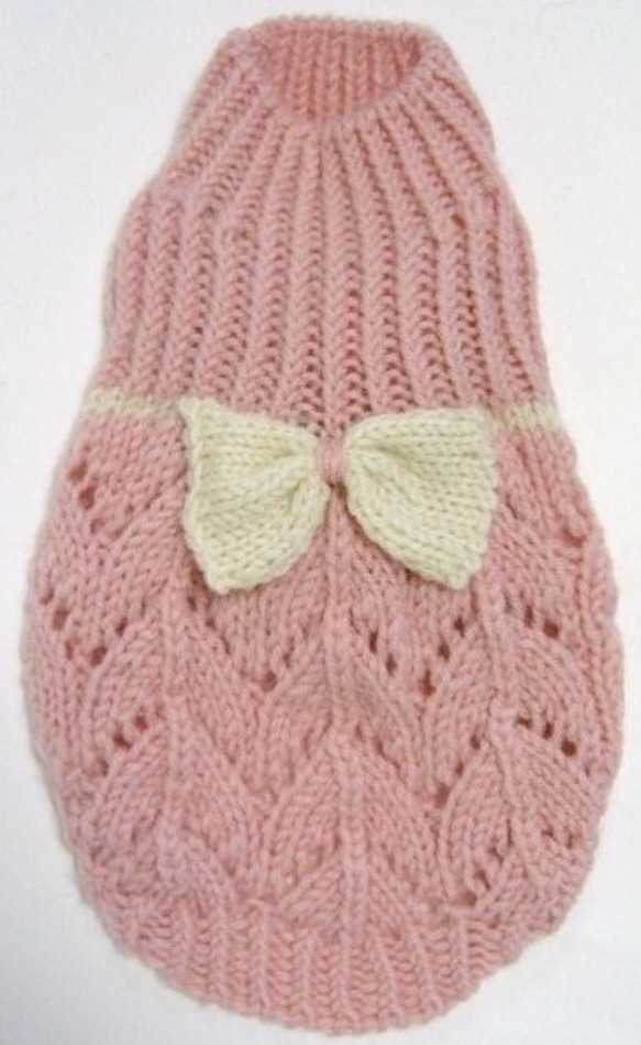 小さいワンちゃんのピンクのドレスセーター(5S-1691) 1枚目の画像