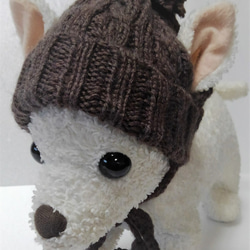 茶色の縄編みのワンちゃんの帽子(CAP-1W) 1枚目の画像