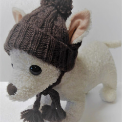 茶色の縄編みのワンちゃんの帽子(CAP-1W) 2枚目の画像