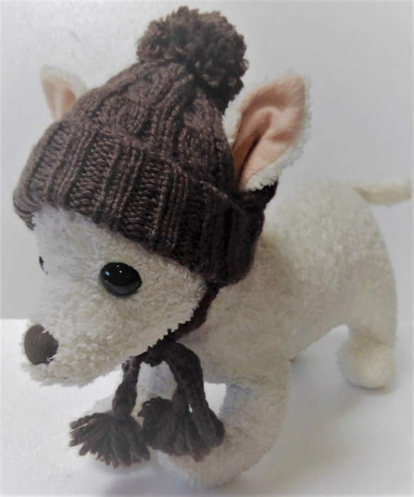 茶色の縄編みのワンちゃんの帽子(CAP-1W) 2枚目の画像