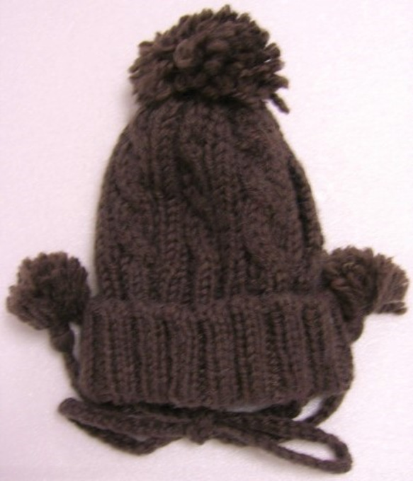 茶色の縄編みのワンちゃんの帽子(CAP-1W) 4枚目の画像
