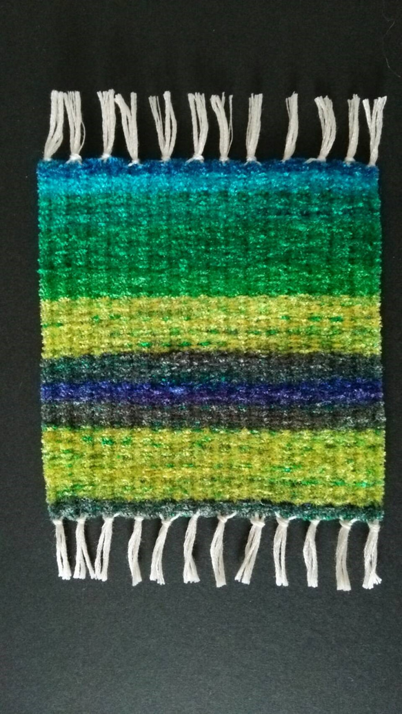 カラフルなつづれ織りのコースター　（２枚セット） 2枚目の画像