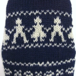 紺色に白の編み込み柄のセーター(4S-1728) 3枚目の画像