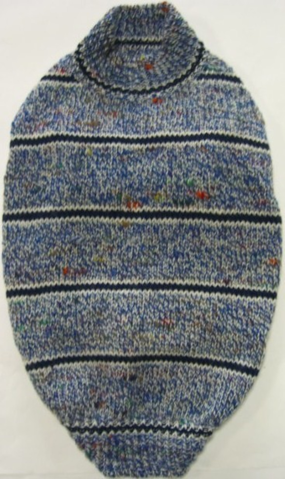 ブルー系のツイード糸でシンプルなセーター(SM-1647) 2枚目の画像