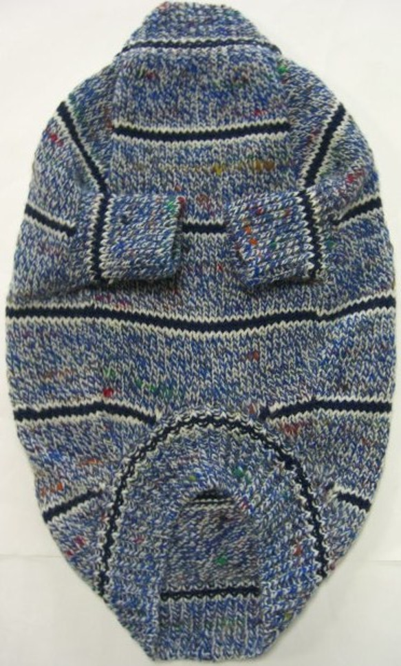 ブルー系のツイード糸でシンプルなセーター(SM-1647) 3枚目の画像