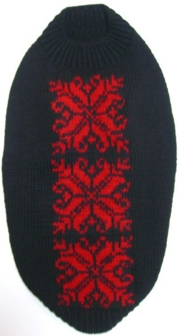 黒に真っ赤な編み込み柄セーター(SM-1482) 3枚目の画像