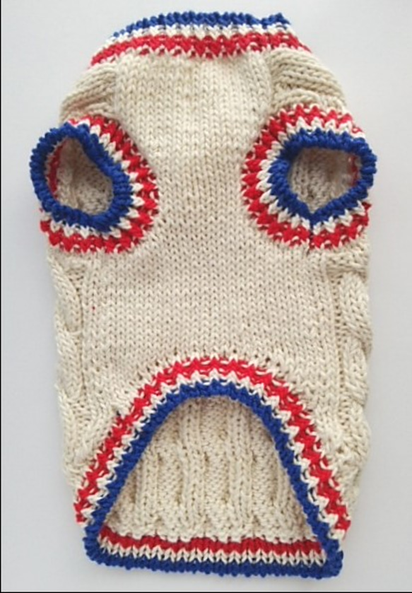 トリコロールカラーの縄編み夏セーター（3ｓ-2148） 3枚目の画像
