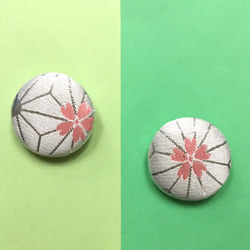 （送料無料）金襴　西陣織ブローチ　桜と麻の葉 2枚目の画像