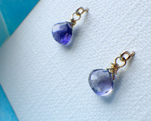 14kgf アイオライトのマロン粒ピアス イヤリング ピアス（スタッド・一