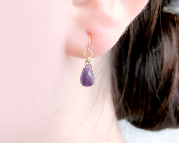 14kgf紫水晶吊鉤耳環 第1張的照片