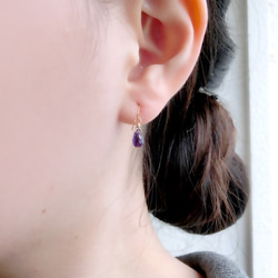 14kgf紫水晶吊鉤耳環 第2張的照片