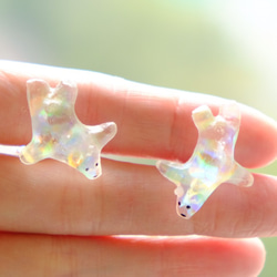 【しろくま】Aura Polar Bear Ear Rings Clips 北極熊幻彩冰塊耳環耳夾 第2張的照片