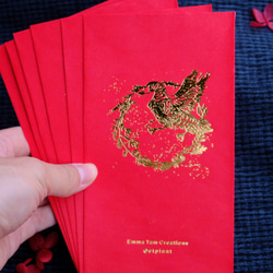 [佳偶天成]デザインは赤い封筒、人間の印鑑、ホットゴールドの厚紙です。 3枚目の画像