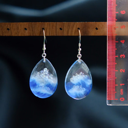 【沖浪裡】The Great Wave Silver Ear Rings by ETPLANT 海洋海浪深藍色寶藍耳環 第2張的照片