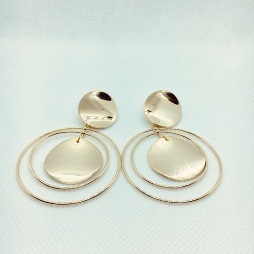 ☆jewelry J☆ ダブルフープとラウンドメタルの大振りピアスor  