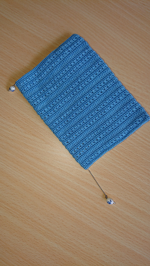 ◎送料無料【レース編みブックカバー】文庫本サイズ・ 水色 ブック