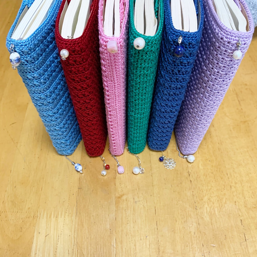 ◎送料無料【レース編みブックカバー】文庫本サイズ・ 水色 ブック