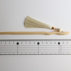 tassel hair stick＊white＊手彫りのかんざし＊ひのき＊モザイクシェル＊タッセル 8枚目の画像