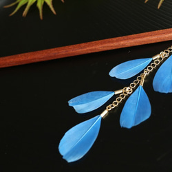 blue＊fairy hair stick＊木のかんざし＊花びらみたいなフェザー 9枚目の画像