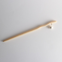 cotton pearl hair stick 01＊手彫りのかんざし＊ひのき＊コットンパール 8枚目の画像