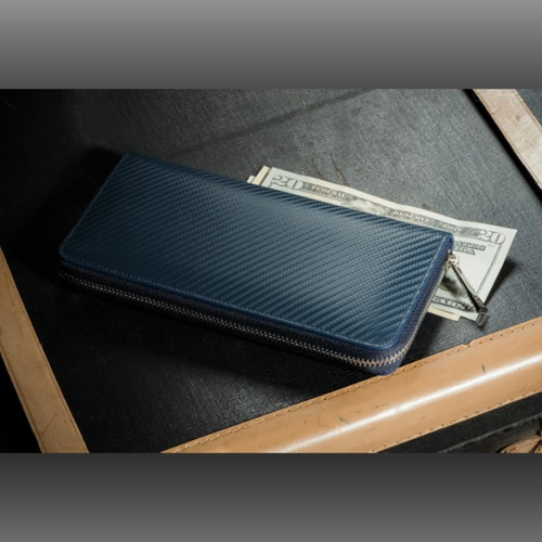 MURA】カーボンレザーの長財布 ネイビー 【送料無料】(wallet-04) 長