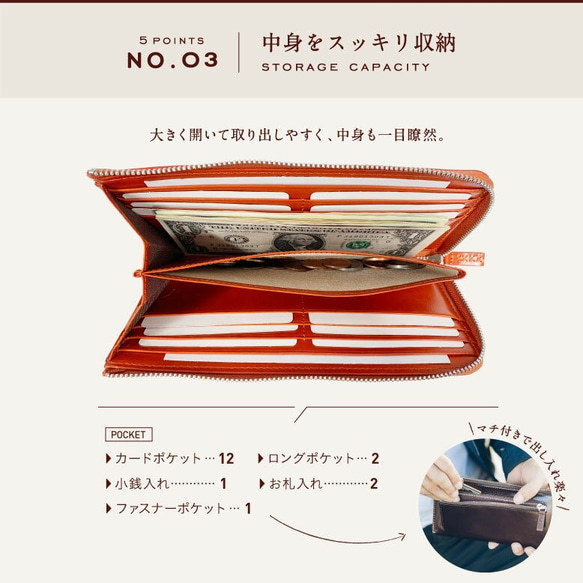 Ｌ字ファスナー 長財布　スキミング防止機能付き　RFID【送料無料】(wallet-10) 11枚目の画像