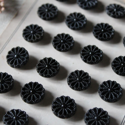 フランスアンティークボタン　黒いガラスボタン6個セット 2枚目の画像