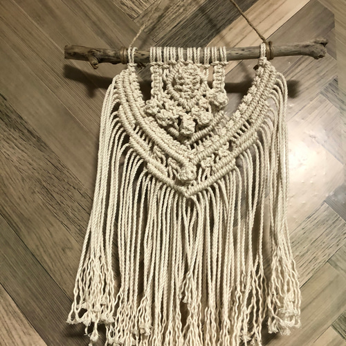流木マクラメタペストリー#57 タペストリー・壁掛け yuki-weaving WS