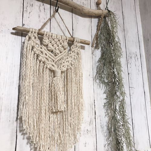 MER［メール］ハンドメイド 羊毛タペストリー ホワイト×ライトブラウン MER［メール］ハンドメイド 羊毛タペストリー ホワイト×ライト