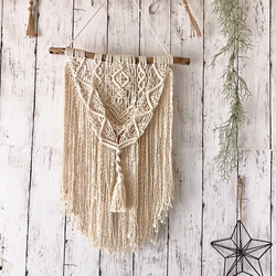 マクラメタペストリー　流木　フラワー 流木マクラメ編みフラワータペストリーN5 タペストリー・壁掛け