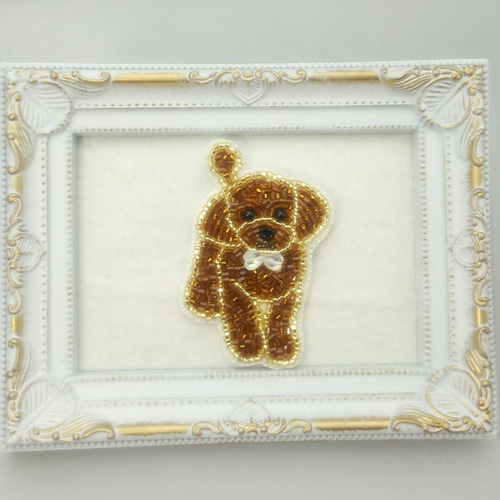 トイプードルブローチ ビーズ刺繍 受注製作 ブローチ kururu98 通販