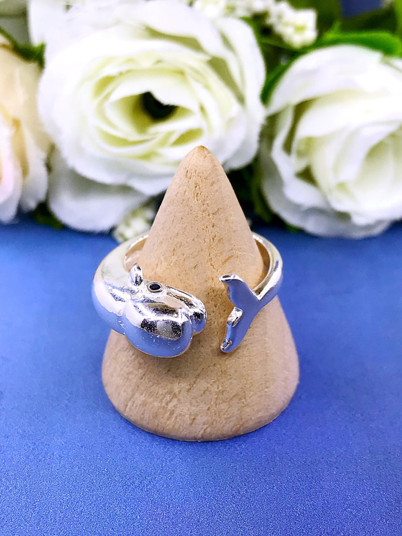 セール 可愛い鯨のリング 指輪 シンプルRURURU 銀 シルバー sv【E4-3】 3枚目の画像