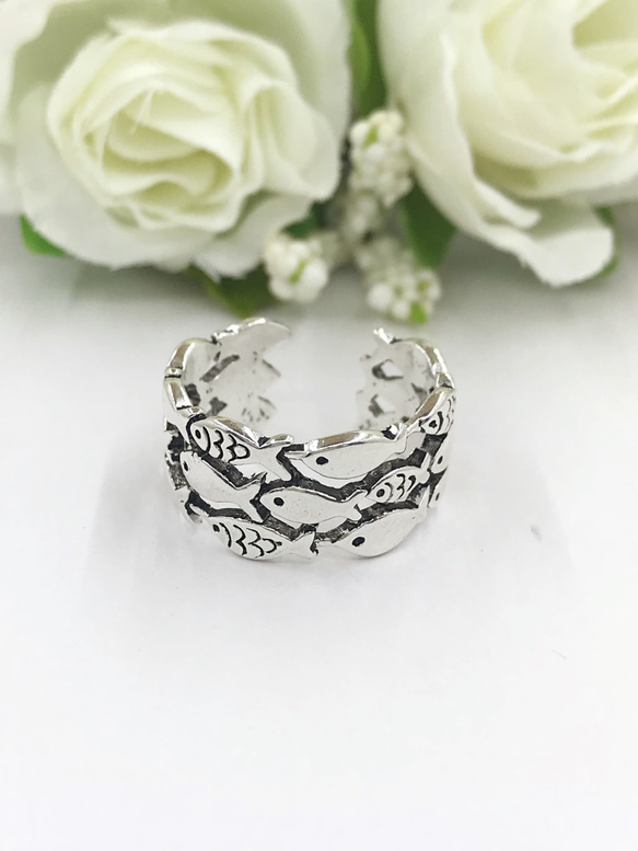 可愛いサカナの銀のオープンリング 指輪 シンプル 動物  シルバー【H1-1】 2枚目の画像