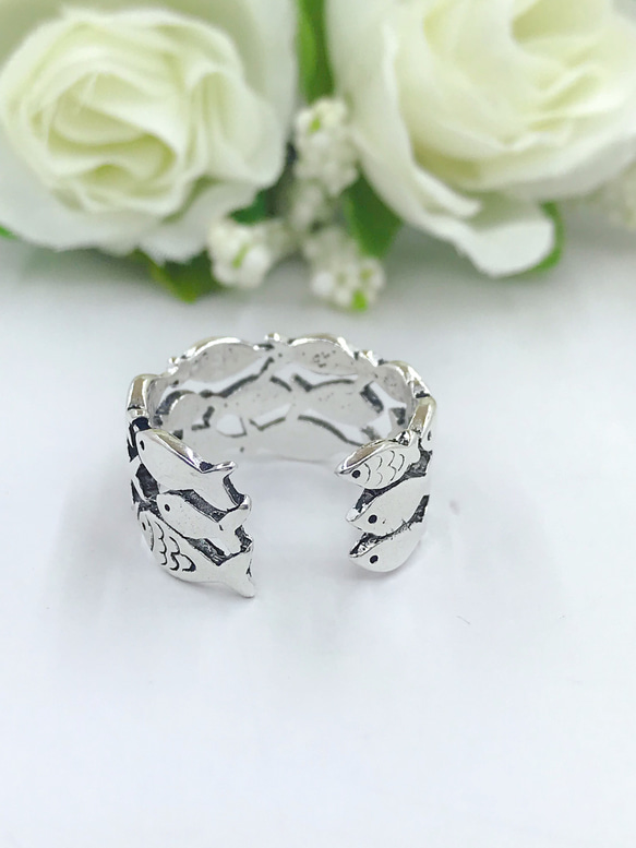 可愛いサカナの銀のオープンリング 指輪 シンプル 動物  シルバー【H1-1】 3枚目の画像