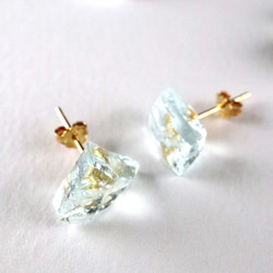 STAR STONE - BLUE 水晶玻璃耳環 Raw crystal glass stud earrings 第1張的照片