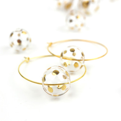 GIRO - 真金彩繪波點玻璃球耳環 Gold-paint polka dots bubbles earrings 第1張的照片