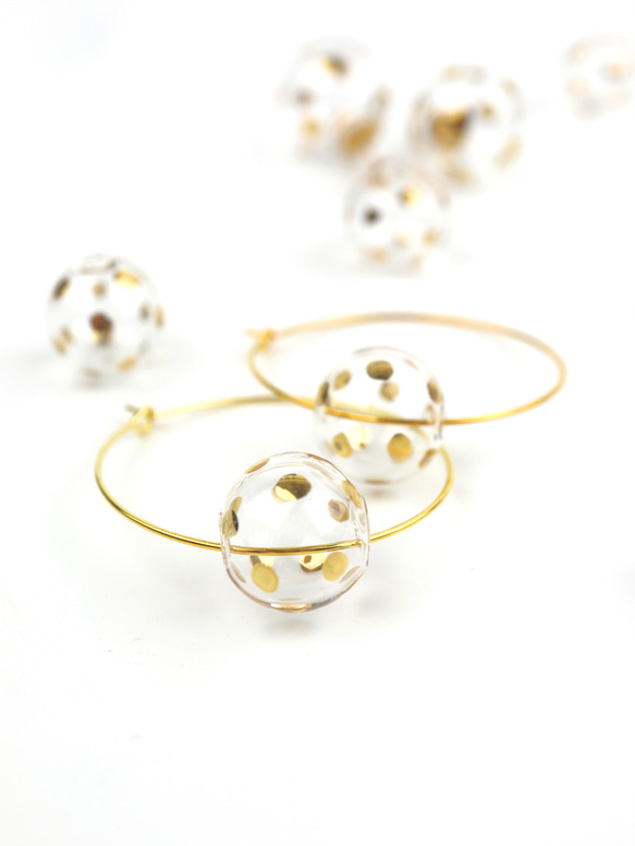 GIRO - 真金彩繪波點玻璃球耳環 Gold-paint polka dots bubbles earrings 第1張的照片