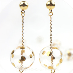 JEANNE - 真金彩繪波點玻璃球耳環 Gold-paint polka dots bubbles earrings 第1張的照片