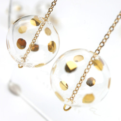 JEANNE - 真金彩繪波點玻璃球耳環 Gold-paint polka dots bubbles earrings 第2張的照片