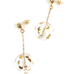 JEANNE - 真金彩繪波點玻璃球耳環 Gold-paint polka dots bubbles earrings 第3張的照片