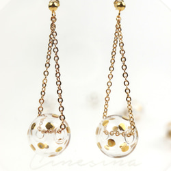 DINGDING - 真金彩繪波點玻璃球耳環 Gold-paint polkadots bubbles earrings 第1張的照片