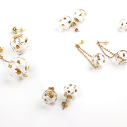 DINGDING - 真金彩繪波點玻璃球耳環 Gold-paint polkadots bubbles earrings 第3張的照片
