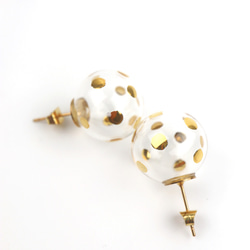 SUSIE - 真金彩繪波點玻璃球耳丁 Gold-paint polkadots bubbles earrings 第2張的照片