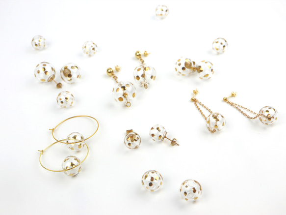 SUSIE - 真金彩繪波點玻璃球耳丁 Gold-paint polkadots bubbles earrings 第5張的照片