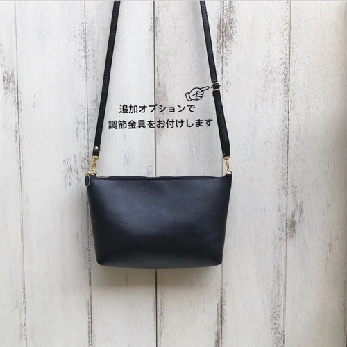 ブラック》大人可愛い シンプルレザーショルダーバッグ ポシェット
