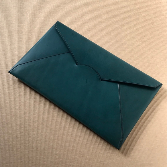 イタリア産牛革（ブルー） １枚革の封筒 1枚目の画像